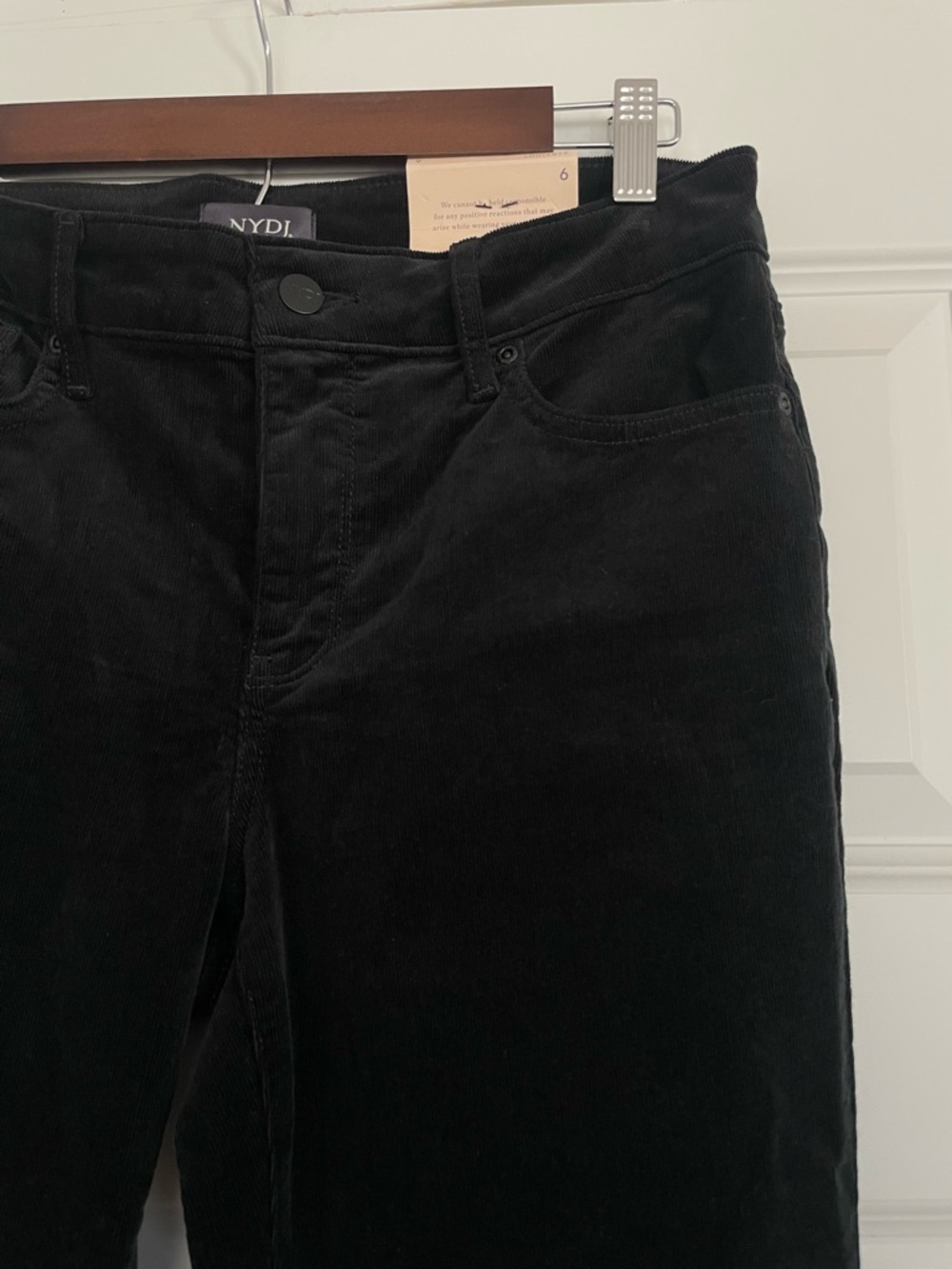 NYDJ Marilyn Straight Curduroy Black Pants Size 6 - Picture 3 of 6